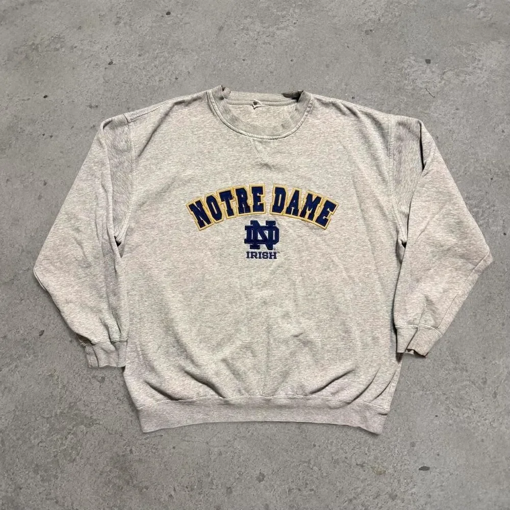 2000’s Notre Dame Fighting Irish College Grey Crewneck Mens Size Large